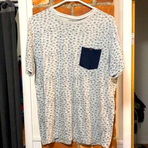 Denim and Flowers beach design pocket shirt